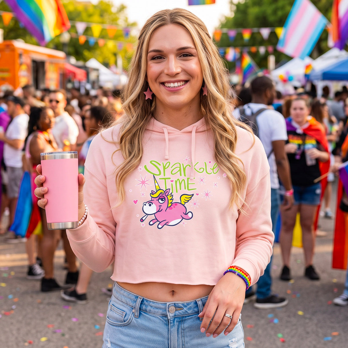 Sparkle Time Women's Crop Hoodie