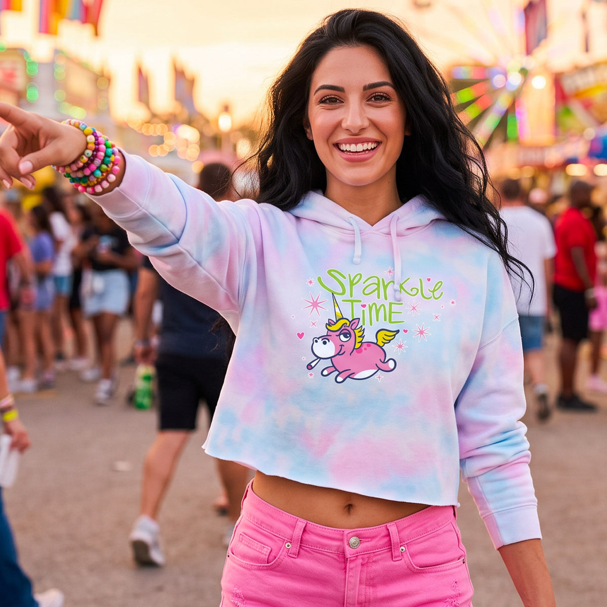 Sparkle Time Women's Crop Hoodie